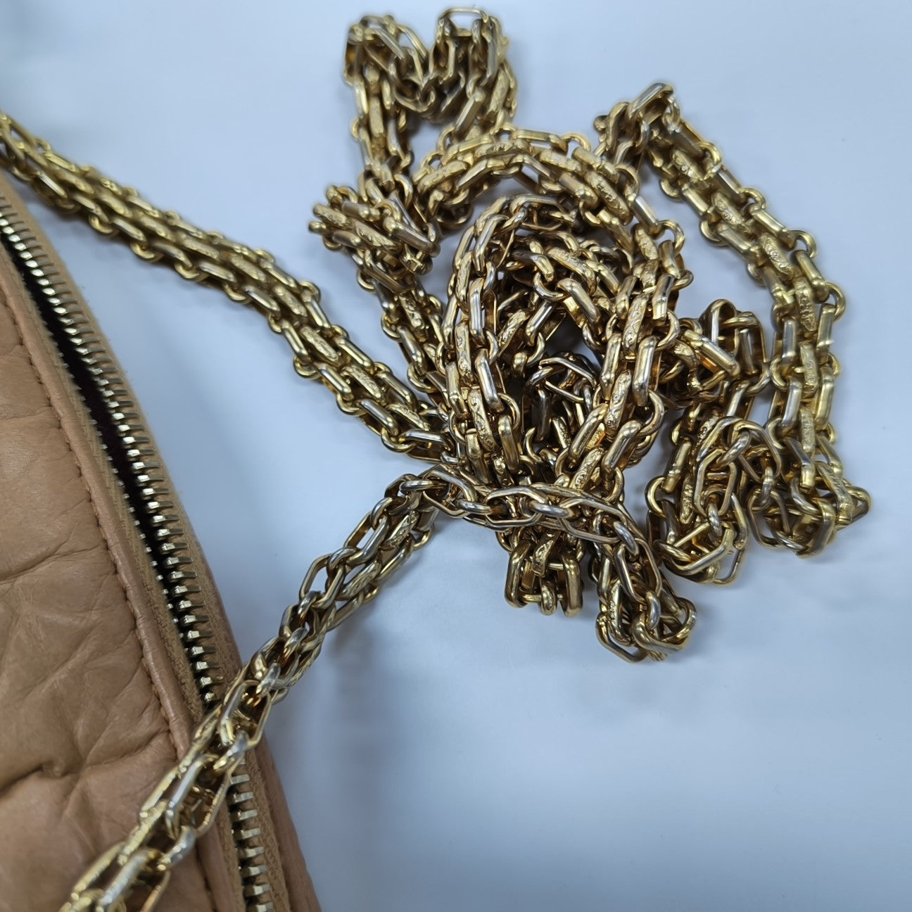 Quilted Calfskin Shoulder Bag Beige