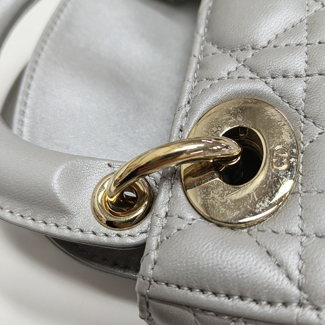 Lady Dior Mini Cannage Lambskin Gray