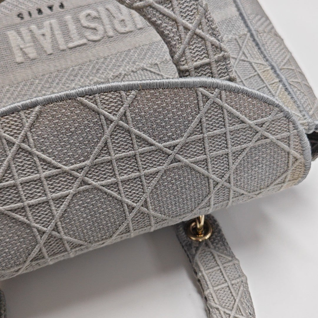 Lady D-Lite Medium Cannage Canvas Gray