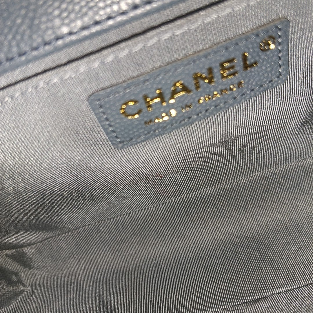 BOY CHANEL Medium Quilted Grained Calfskin Blue