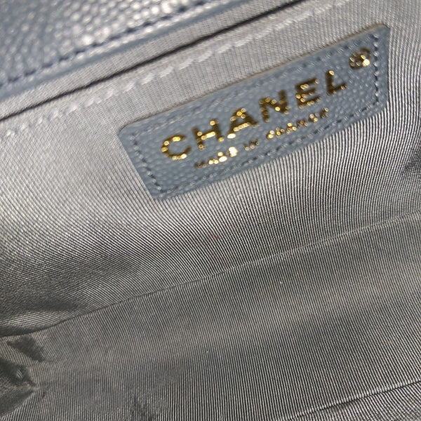 BOY CHANEL Medium Quilted Grained Calfskin Blue