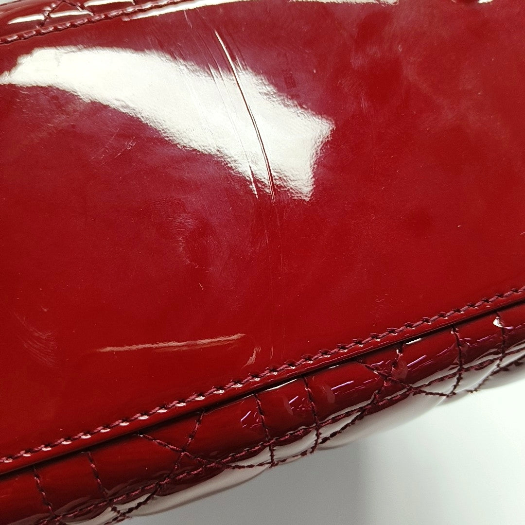 Lady Dior Large Cannage Patent Leather Red