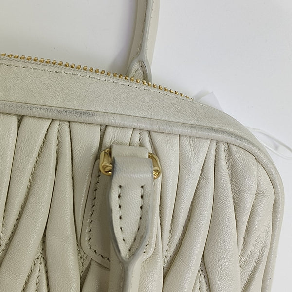 Arcadie Matelassé Mini Quilted Lambskin White