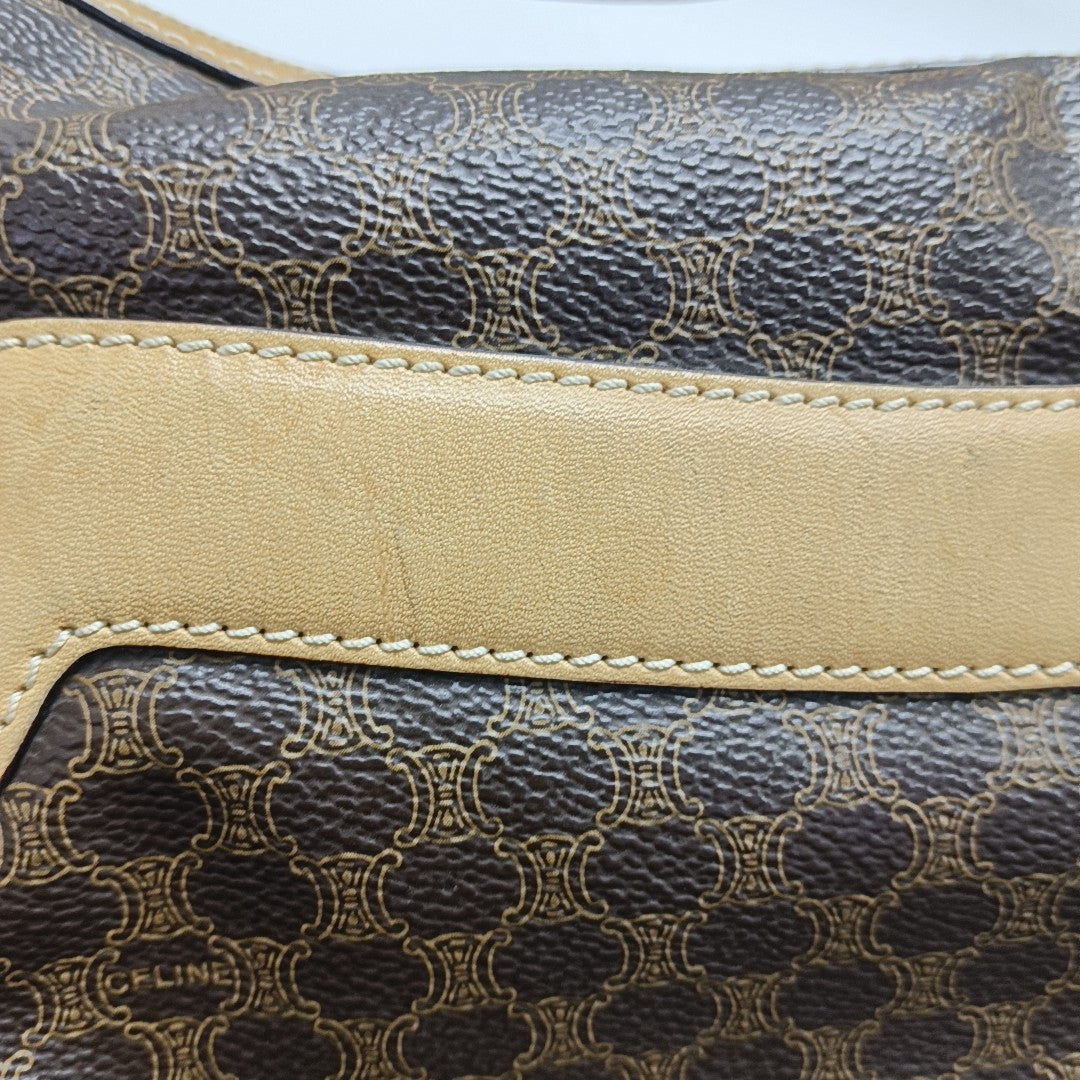 Coated Canvas Shoulder Bag Brown