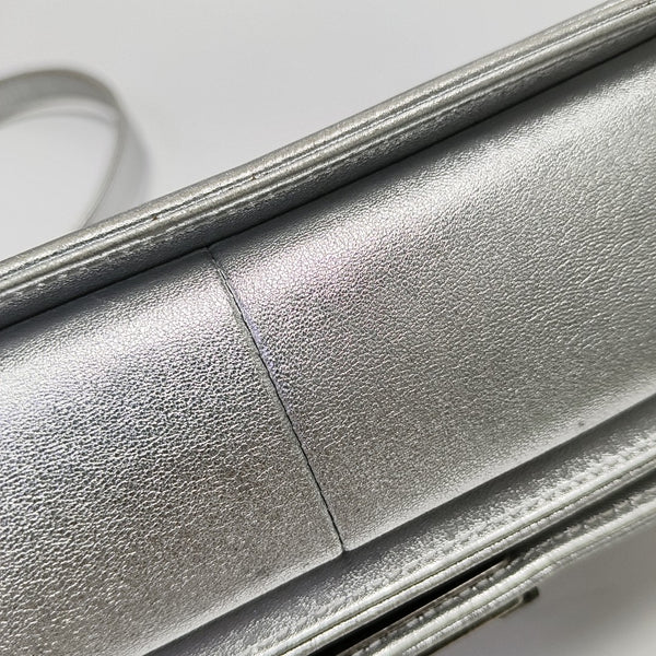 BOY CHANEL Medium Lambskin Silver