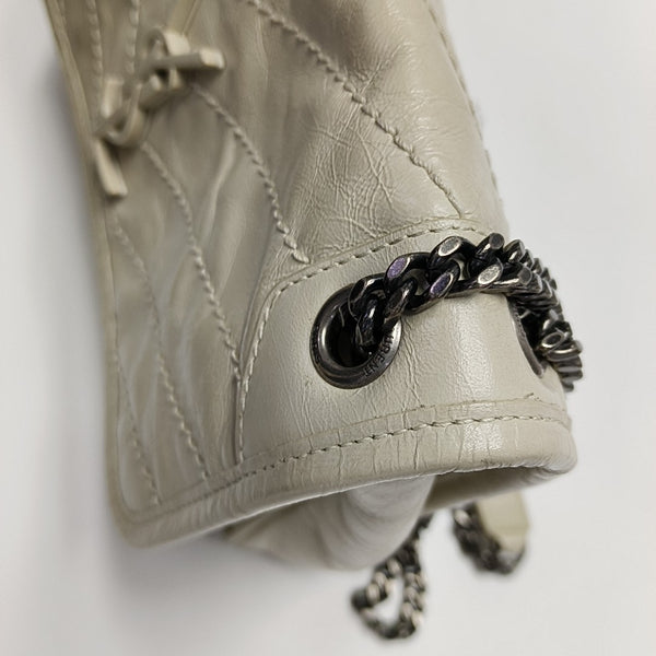 NIKI Small Chevron Calfskin White