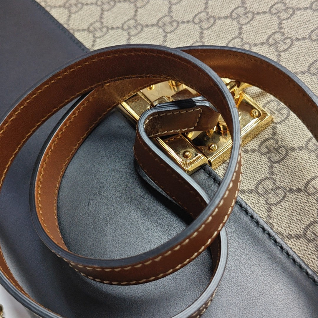 Padlock Medium Monogram Coated Canvas Beige