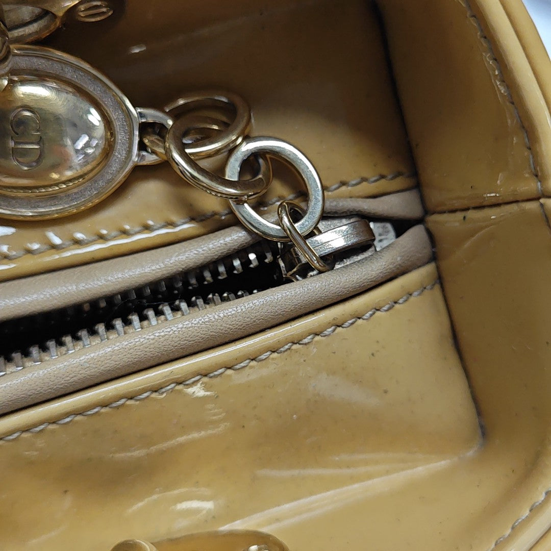 Lady Dior Medium Cannage Patent Leather Yellow