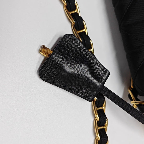 Quilted Nylon Shoulder Bag Black