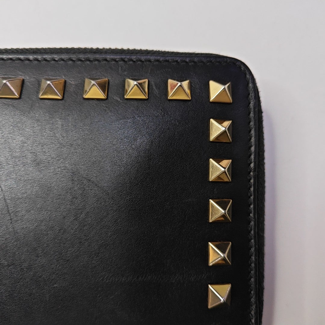 Cartera Rockstud de piel de ternera negra
