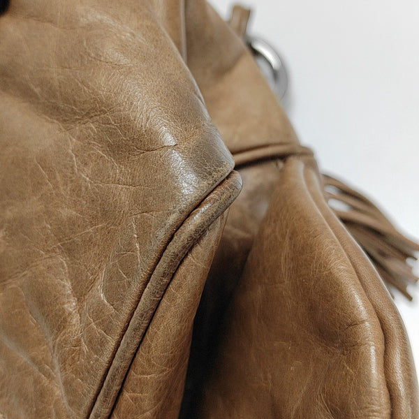 Calfskin Top Handle Bag Brown