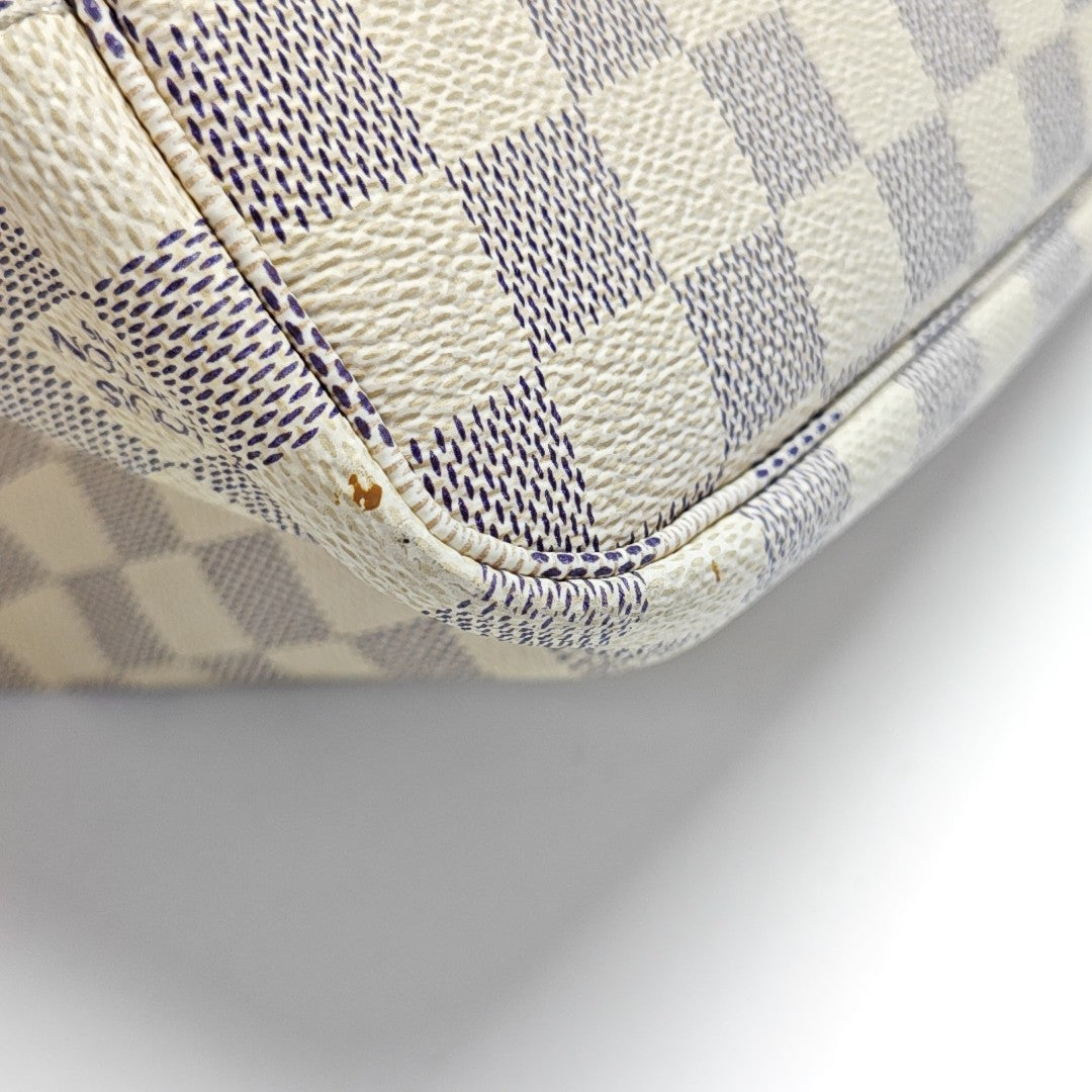NEVERFULL PM Lona revestida Damier Azur Blanca
