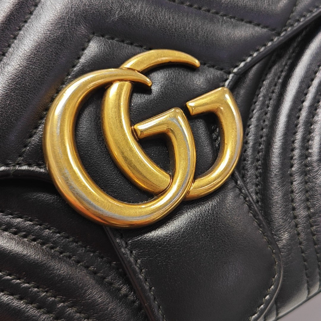 GG Marmont Medium Quilted Calfskin Black