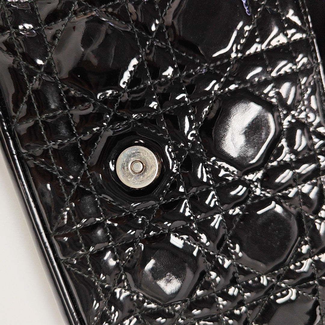 Lady Dior Small Cannage Patent Leather Black