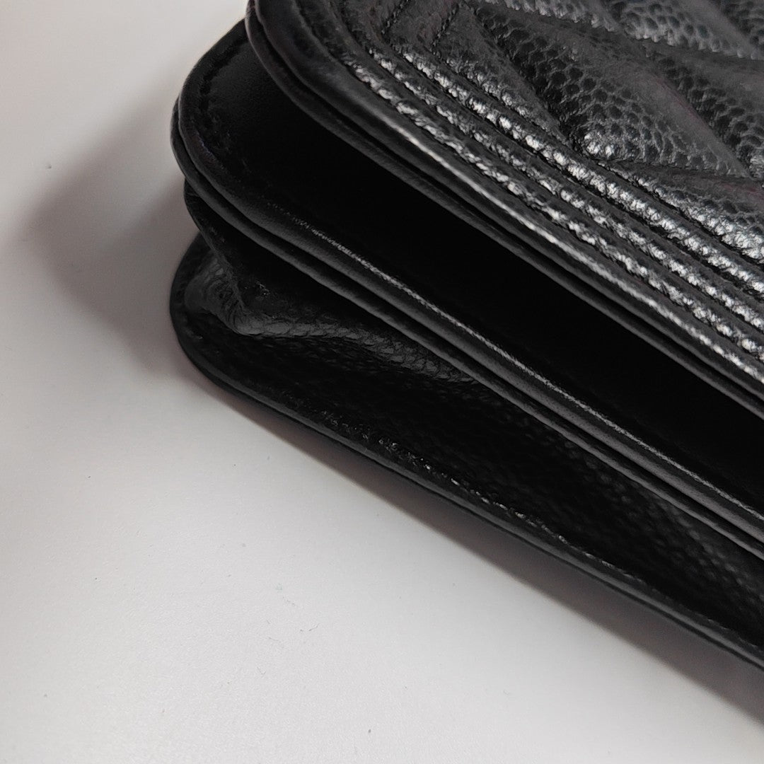 BOY CHANEL Mini Quilted Grained Calfskin Black