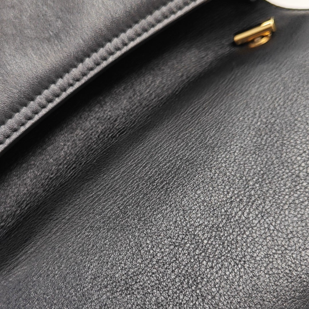 Calfskin Top Handle Bag Black