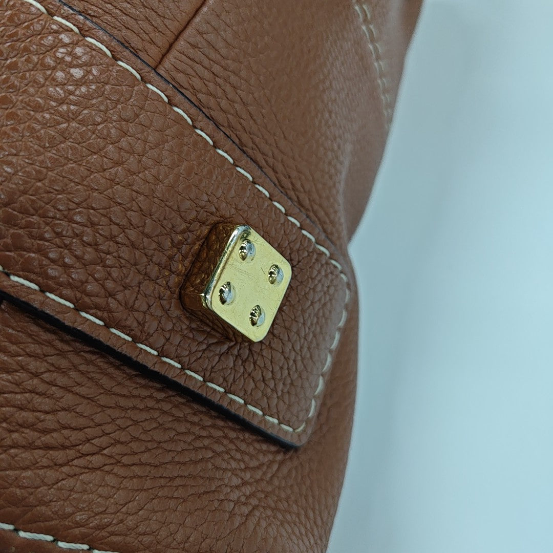 Calfskin Top Handle Bag Brown