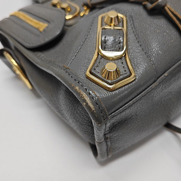 Classic Metallic Edge City Mini Lambskin Gray