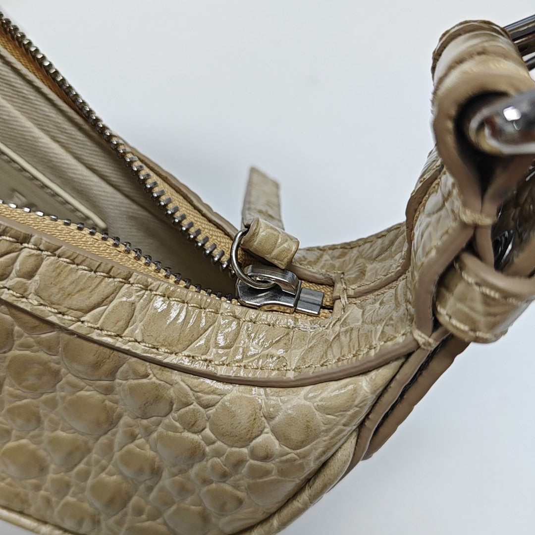 Leather Top Handle Bag Beige