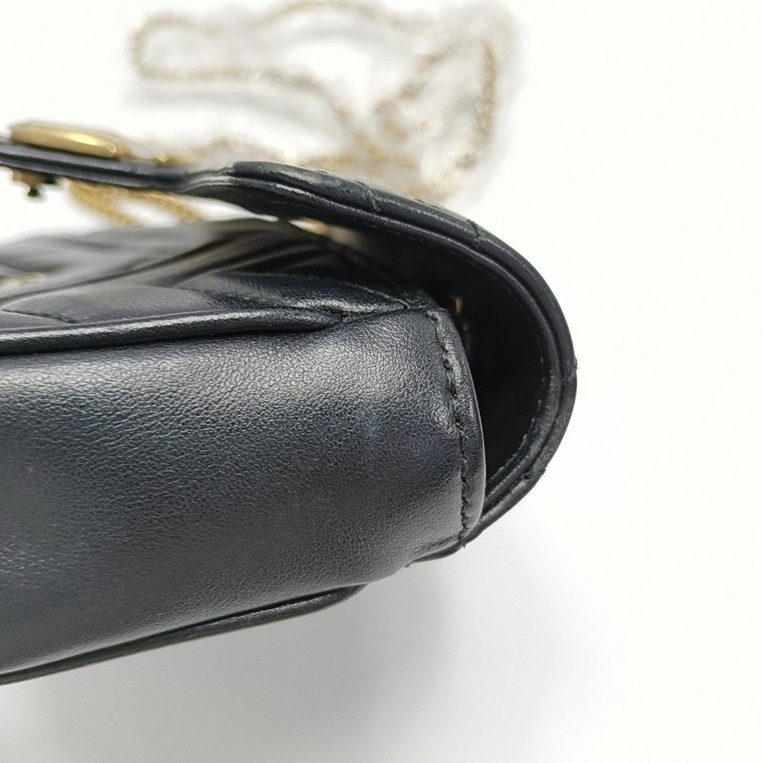 GG Marmont Mini Quilted Calfskin Black