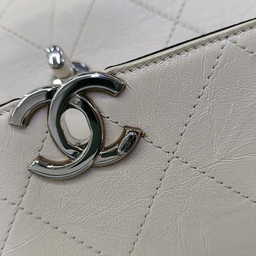 Quilted Calfskin Shoulder Bag Beige