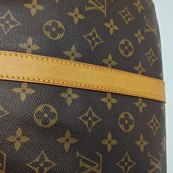 KEEPALL 55 Monogram Coated Canvas Brown