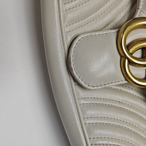 GG Marmont Medium Quilted Calfskin White