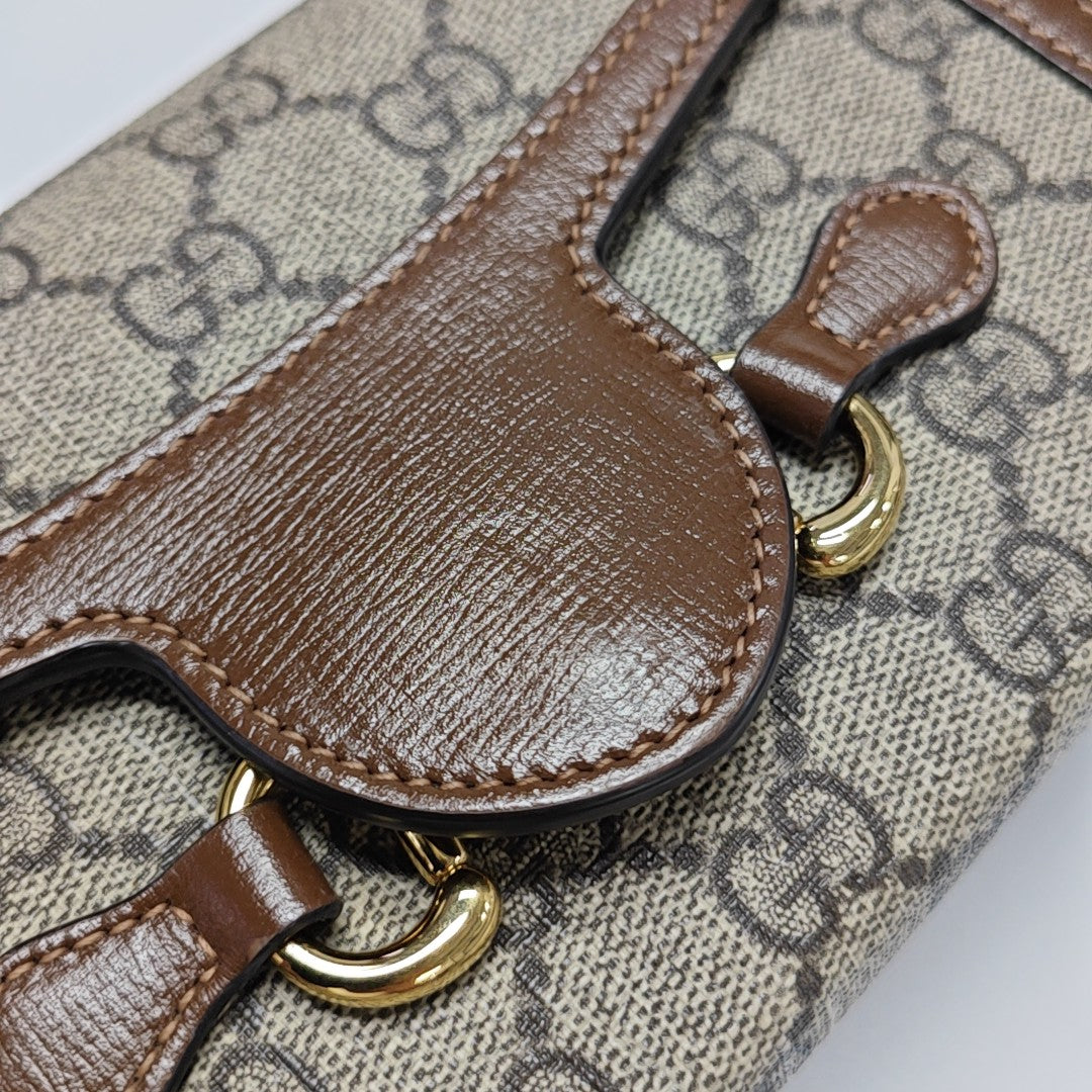 Horsebit 1955 Mini Monogram Coated Canvas Beige
