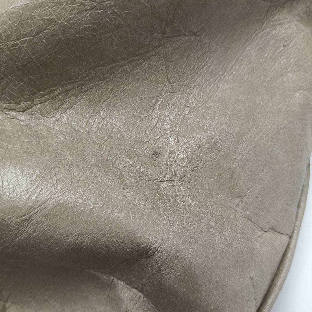 Leather Top Handle Bag Beige