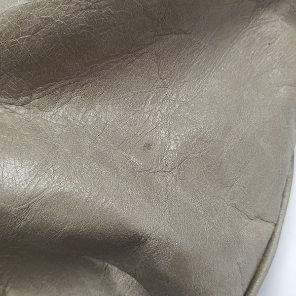 Leather Top Handle Bag Beige
