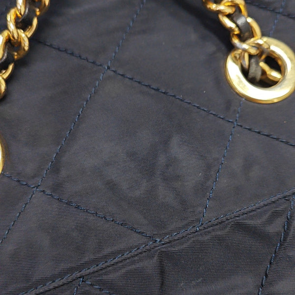 Quilted Nylon Shoulder Bag Blue