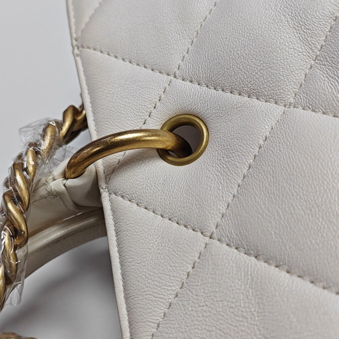 Quilted Lambskin Tote Bag White