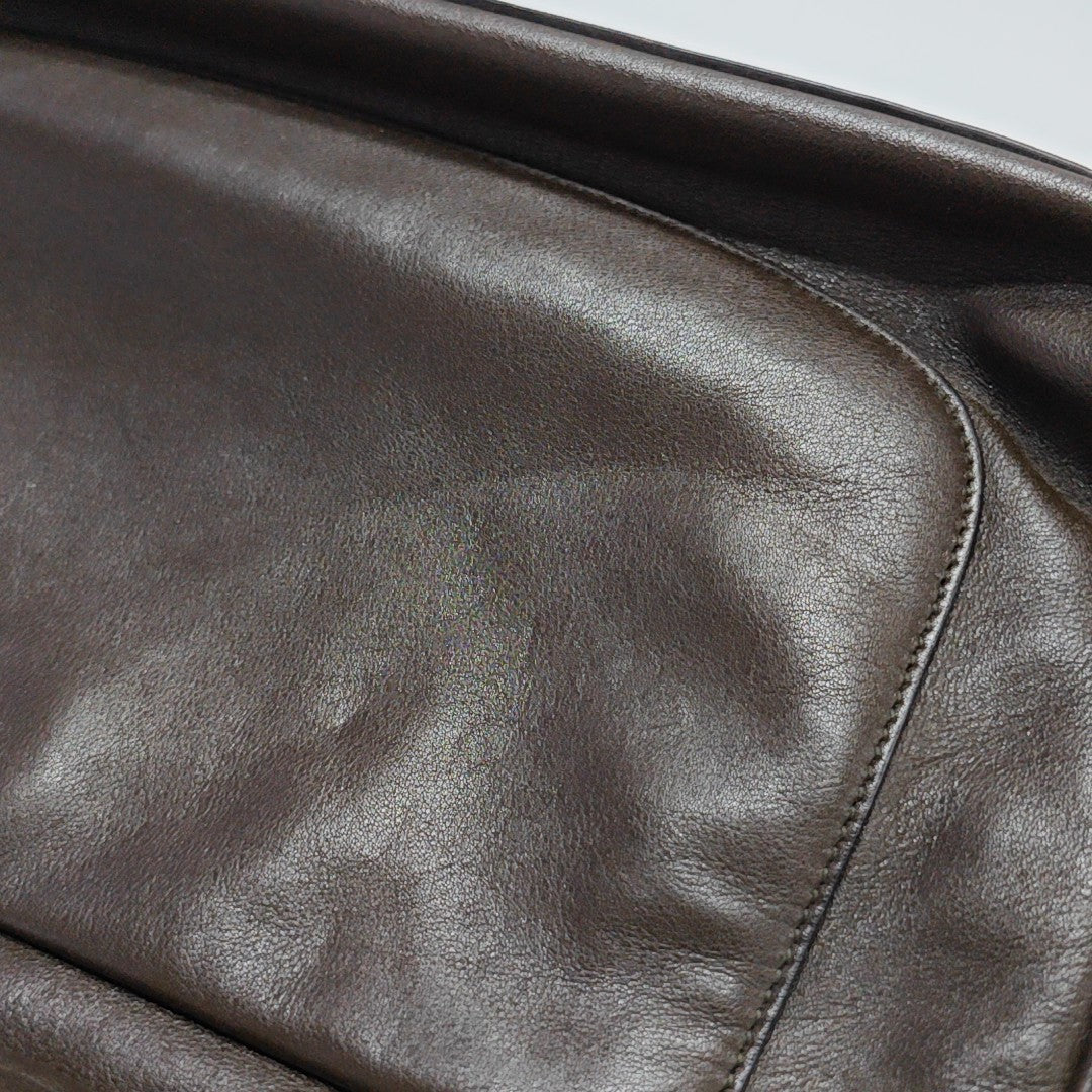 Calfskin Top Handle Bag Brown