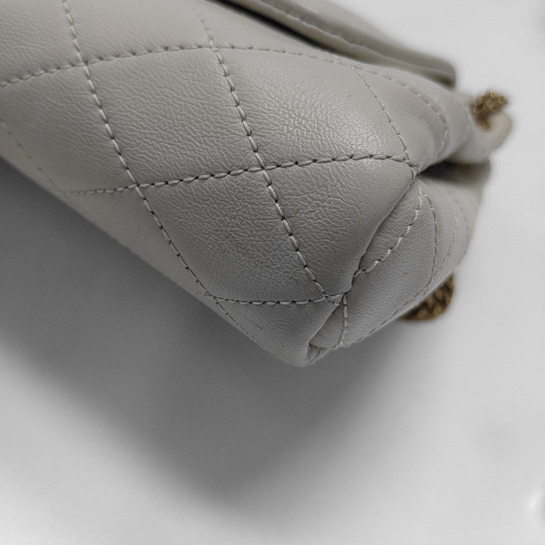 Quilted Lambskin Shoulder Bag White