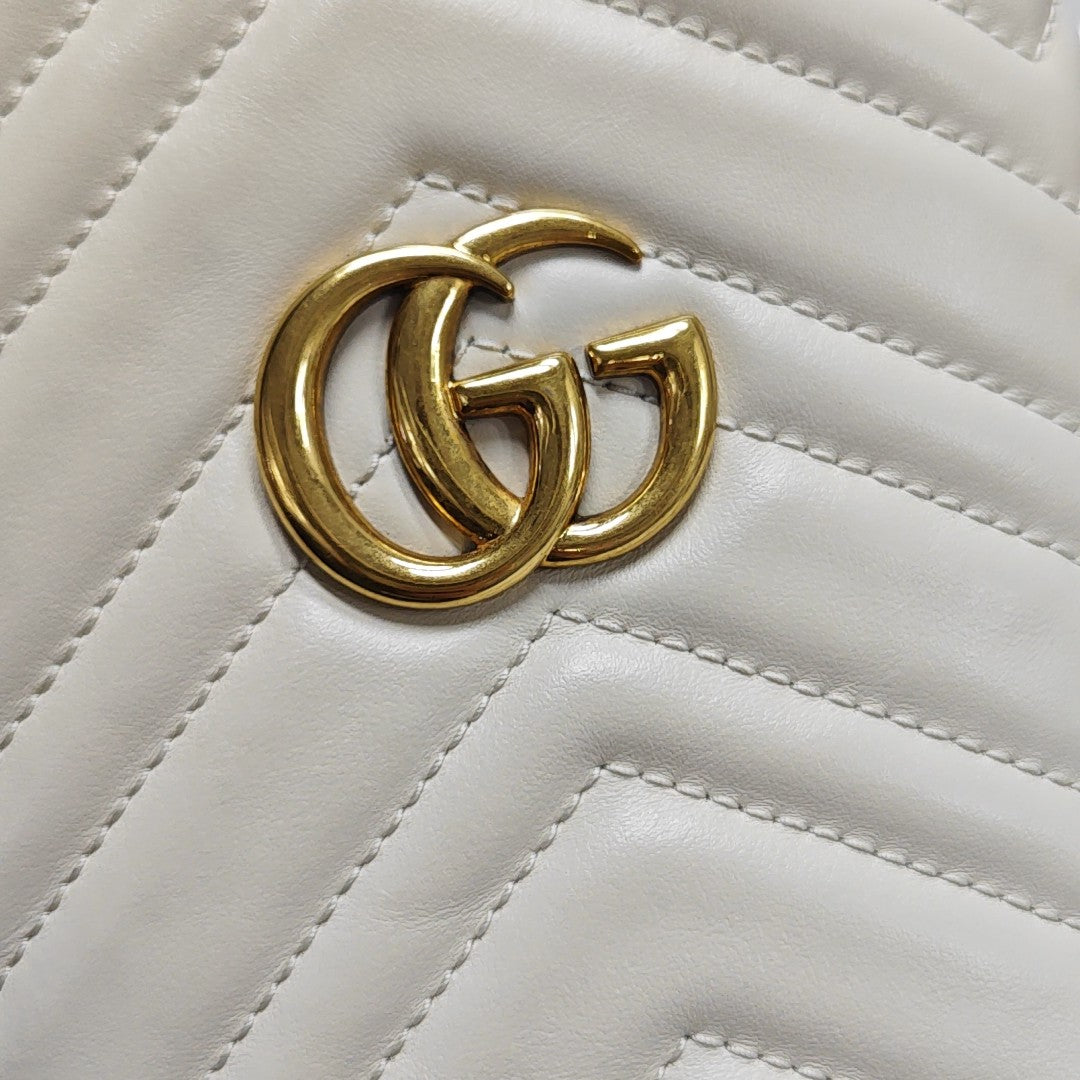GG Marmont Mini Quilted Calfskin White
