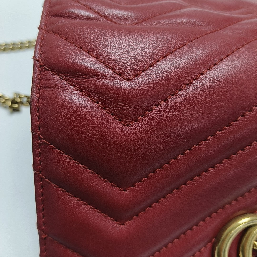 GG Marmont Super Mini Quilted Calfskin Red