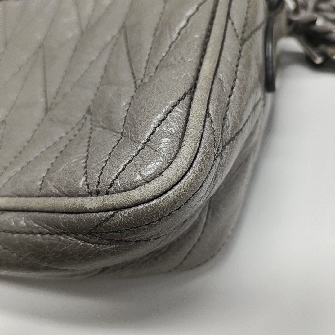 Quilted Lambskin Crossbody Bag Gray
