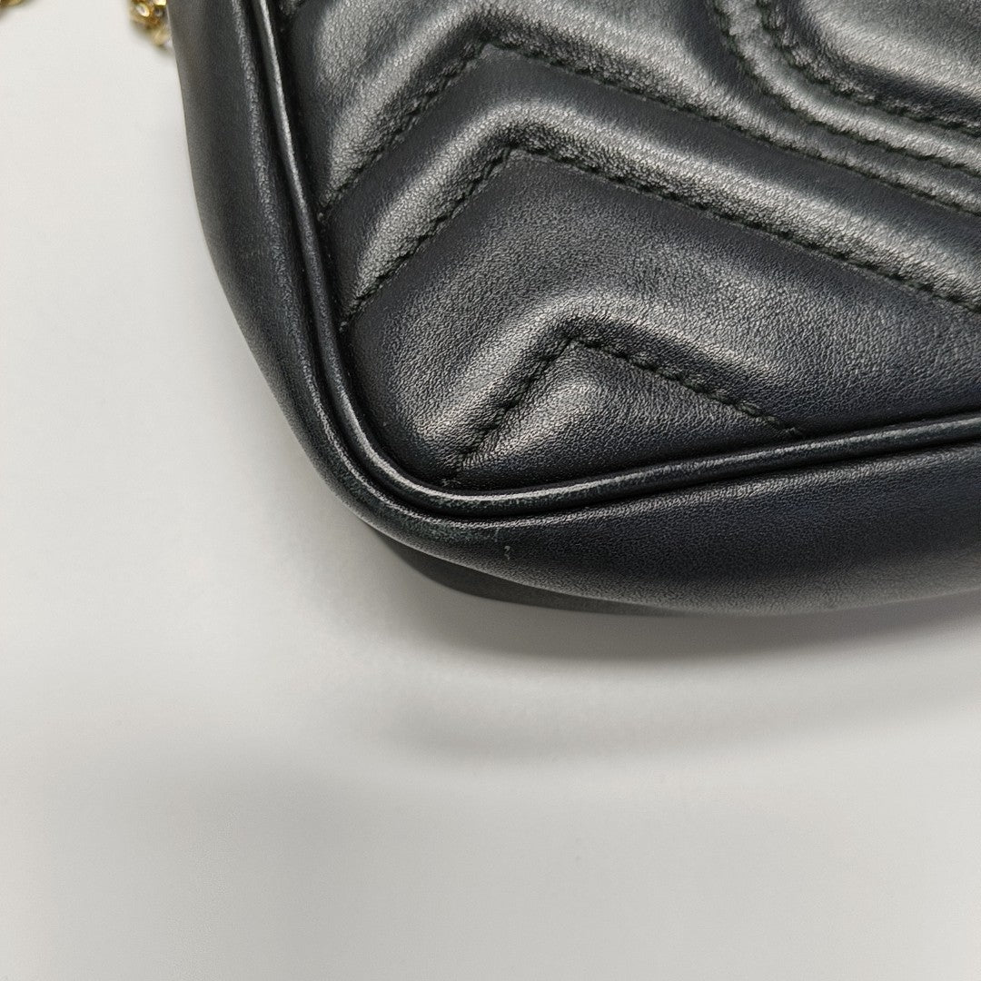 GG Marmont Mini Quilted Calfskin Black