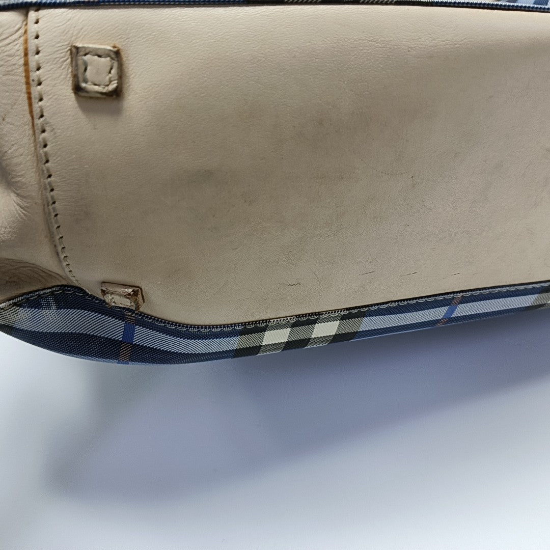 Coated Canvas Top Handle Bag Blue