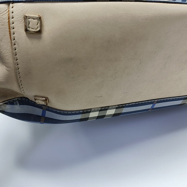 Coated Canvas Top Handle Bag Blue