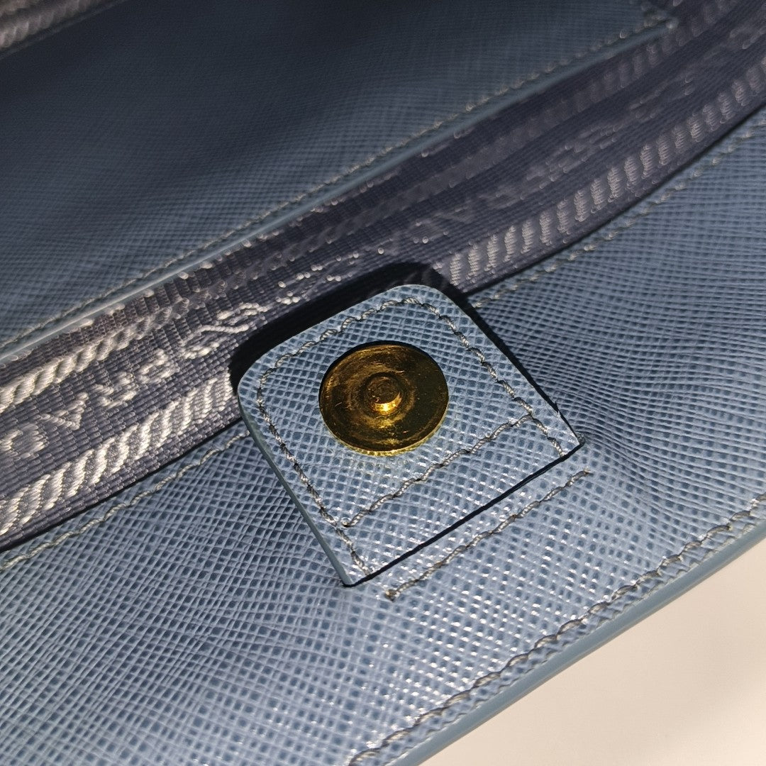Galleria Large Saffiano Calfskin Blue
