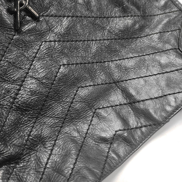 NIKI Medium Chevron Calfskin Black