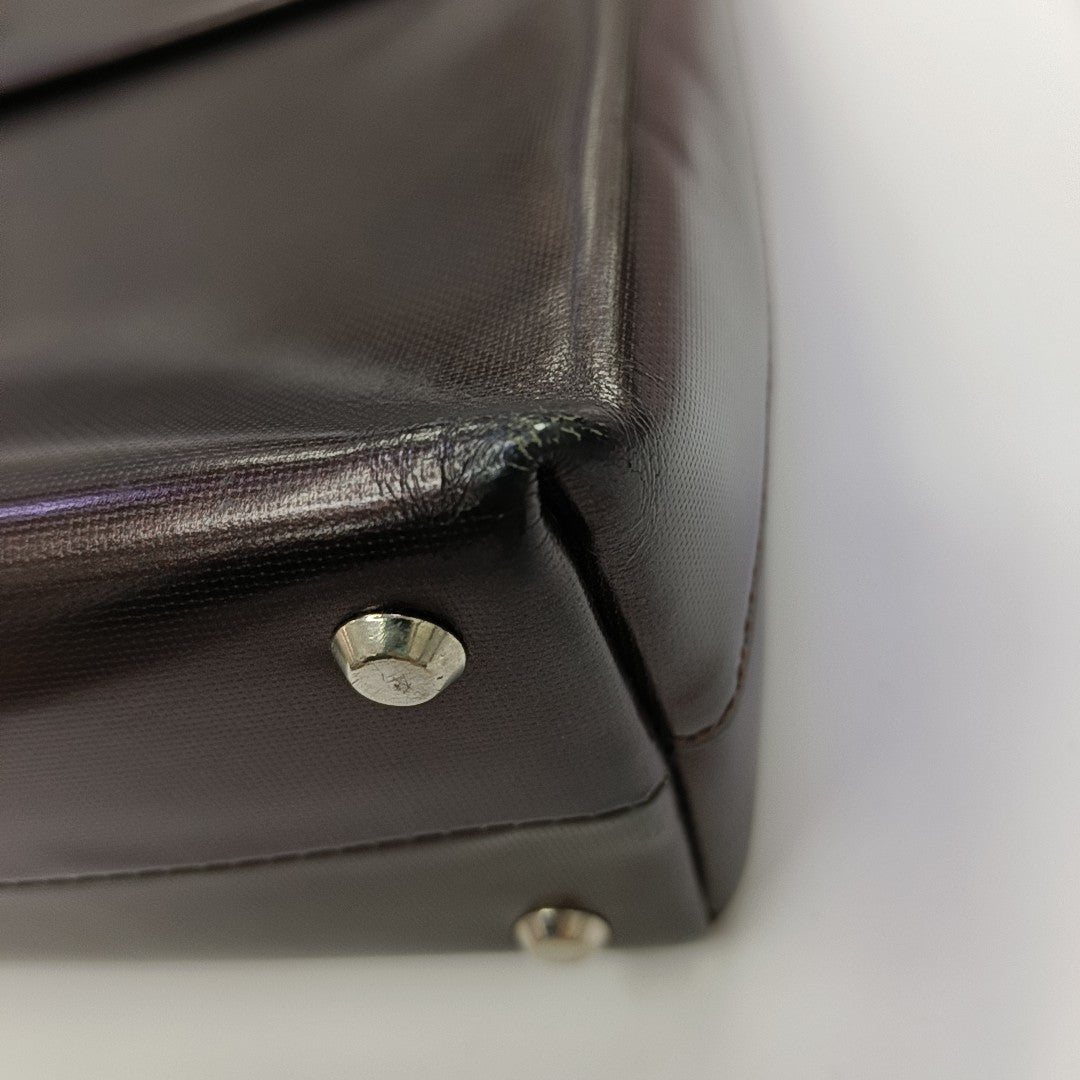 Calfskin Top Handle Bag Brown