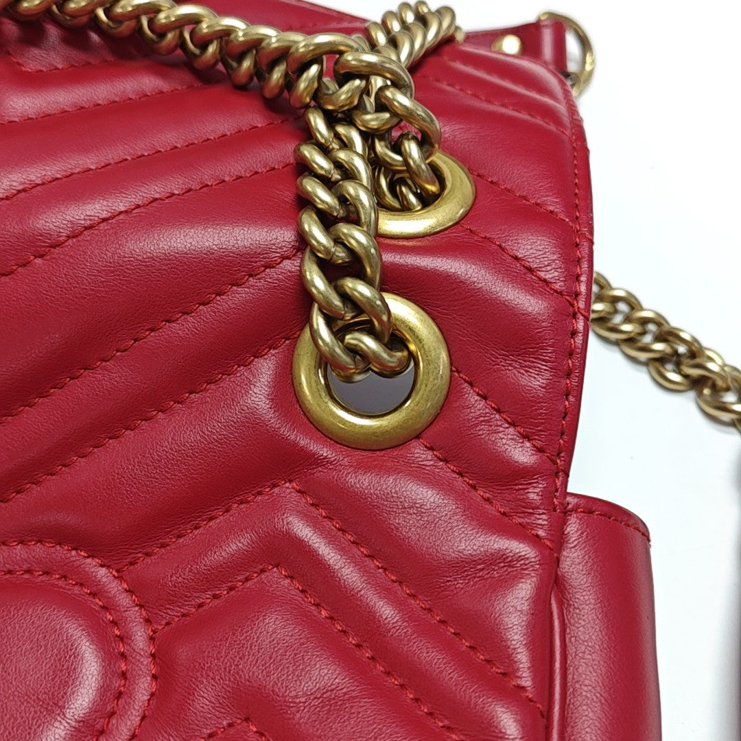 GG Marmont Small Quilted Calfskin Red
