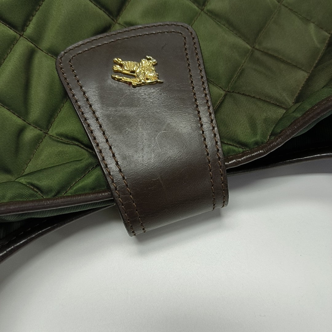 Quilted Nylon Shoulder Bag Green
