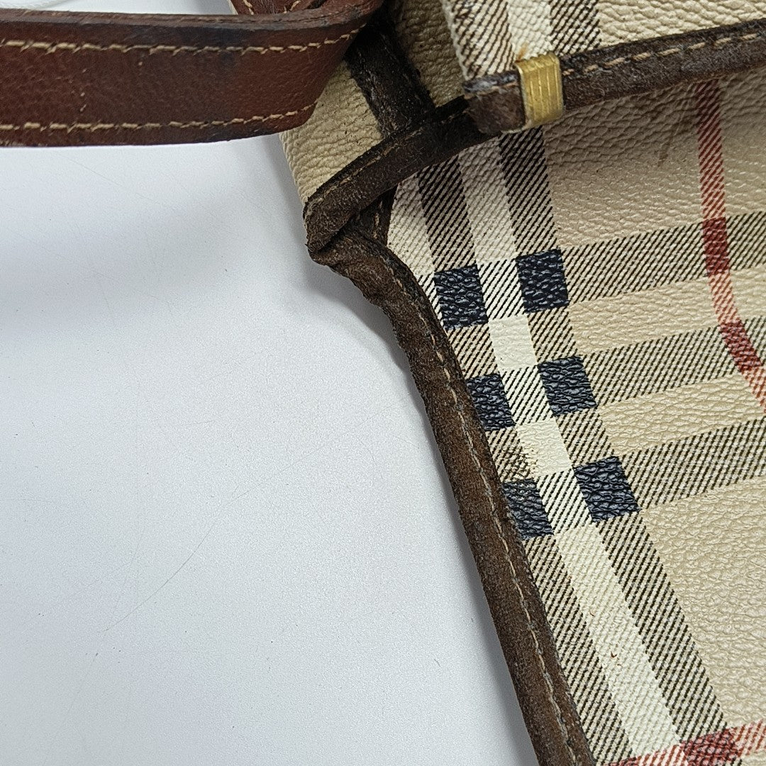 Coated Canvas Shoulder Bag Beige
