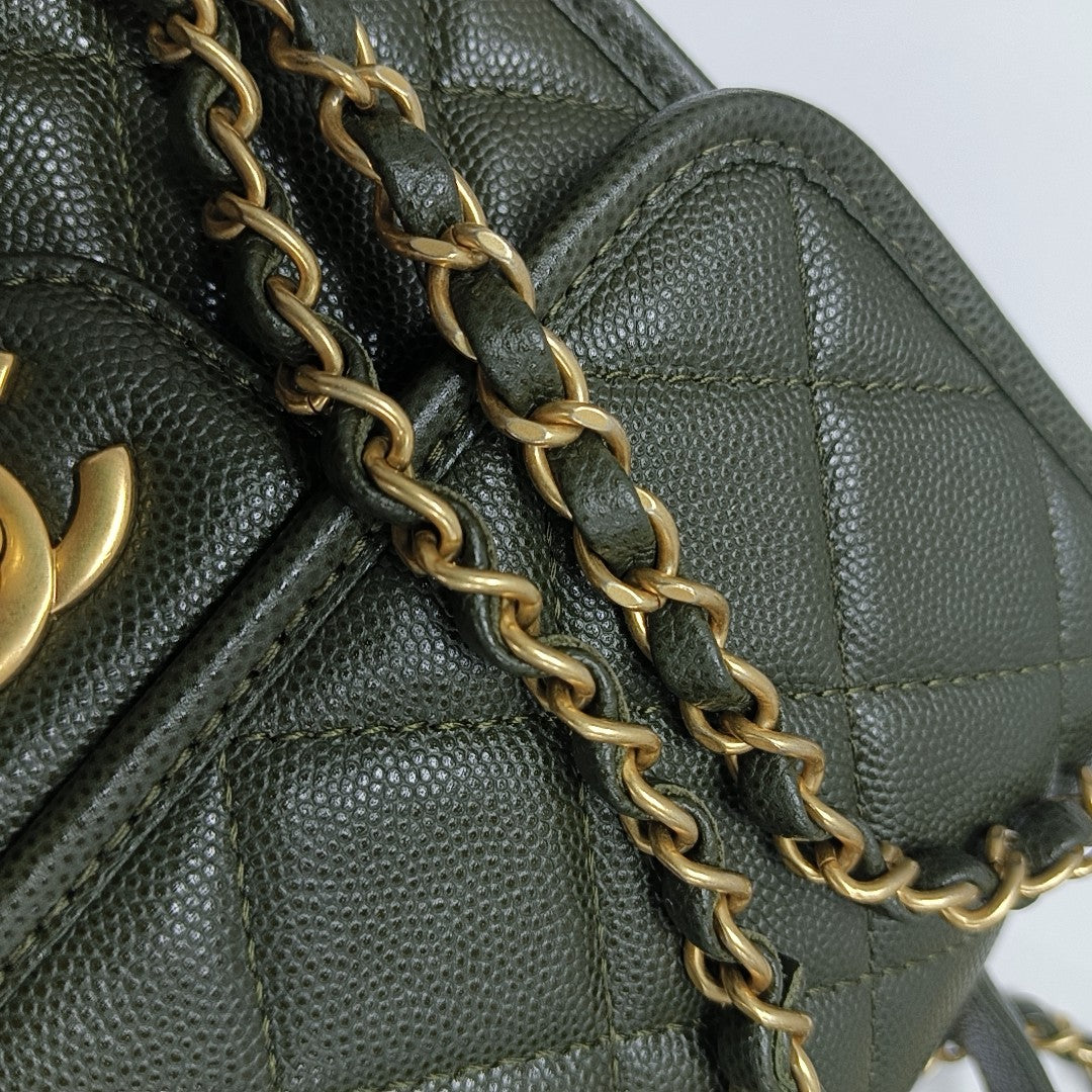Quilted Grained Calfskin Small Green