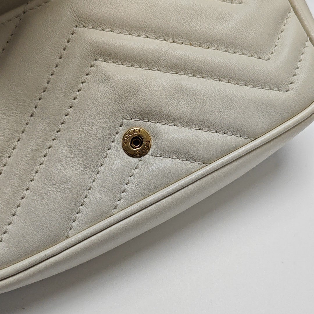 GG Marmont Mini Quilted Calfskin White