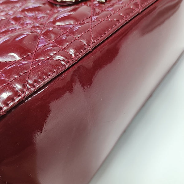 Lady Dior Medium Cannage Patent Leather Red