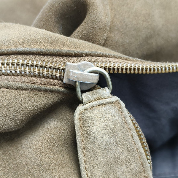 Suede Top Handle Bag Brown